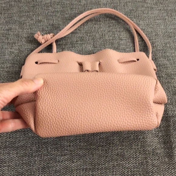DRAWSTRING Small Bag Pink Peach Faux Leather Used - Picture 3 of 12